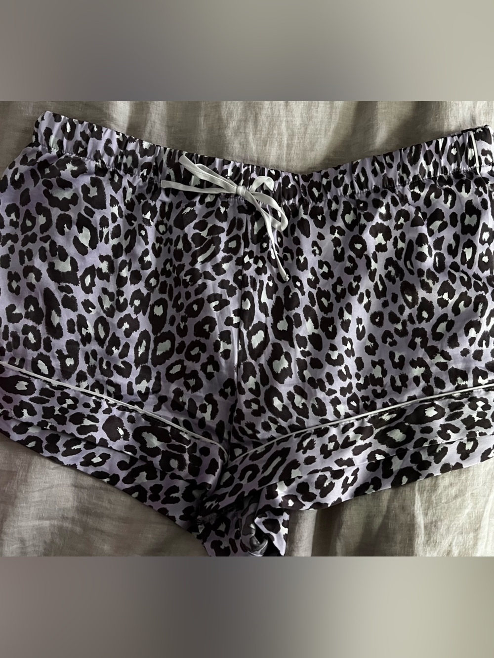 Victorias Secret Purple Animal Print Satin Sleep Shorts Size Large